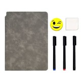 Set agenda a5 reutilizabila cu pagini tip tabla, agenda pagini albe cu stergere uscata, 3 markere, 1 burete &Egrave;i 1 laveta de sters, portabila, 24 x 16., Flippy