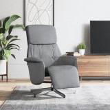 Cumpara ieftin Fotoliu rabatabil cu suport de picioare, gri deschis, textil