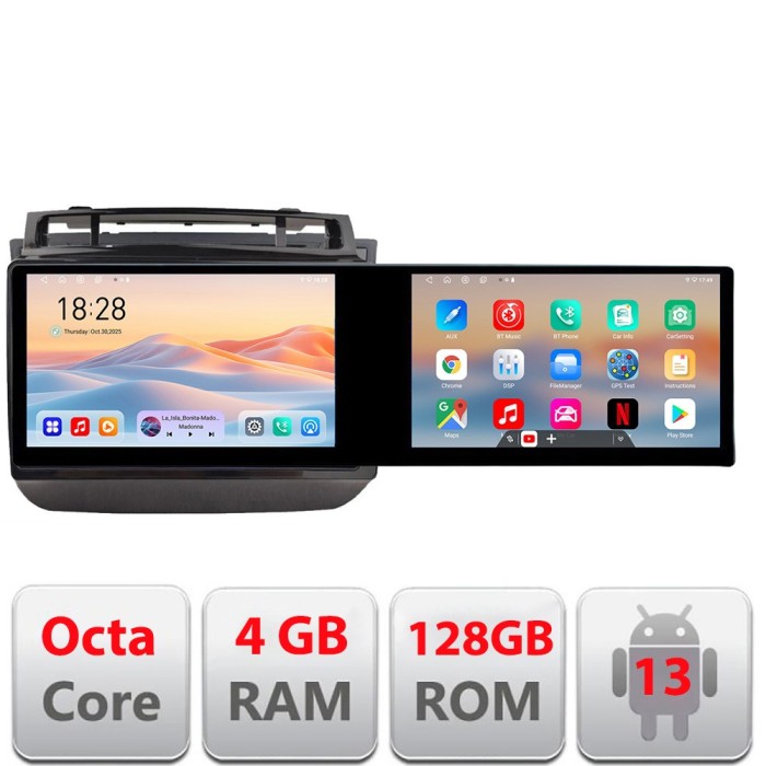 Navigatie VW Touareg 2011-2018 Edotec 2 ecrane 8 core 4+128 21.6 inch Incell android Wifi 5Ghz gps internet Kit-1142-type-a CarStore Technology