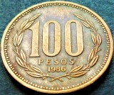 Moneda exotica 100 PESOS - CHILE, anul 1986 * cod 5139 = excelenta, America Centrala si de Sud