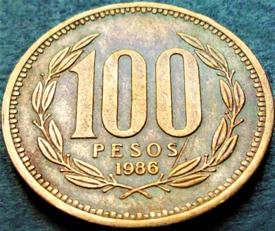 Moneda exotica 100 PESOS - CHILE, anul 1986 * cod 5139 = excelenta foto