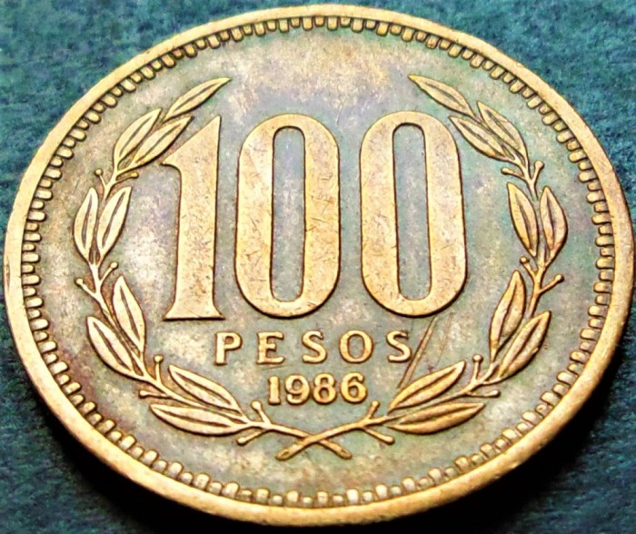 Moneda exotica 100 PESOS - CHILE, anul 1986 * cod 5139 = excelenta