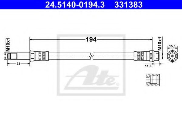 Conducta / cablu frana VW TRANSPORTER V platou / sasiu (7JD, 7JE, 7JL, 7JY, 7JZ, 7FD) (2003 - 2016) ATE 24.5140-0194.3