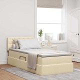 vidaXL Pat cu saltea și LED cu saltea Creme 90 x 190 cm țesătură 3371242