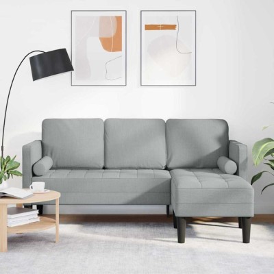 vidaXL Canapea formă L, 3 locuri, gri deschis, 160 cm, textil foto