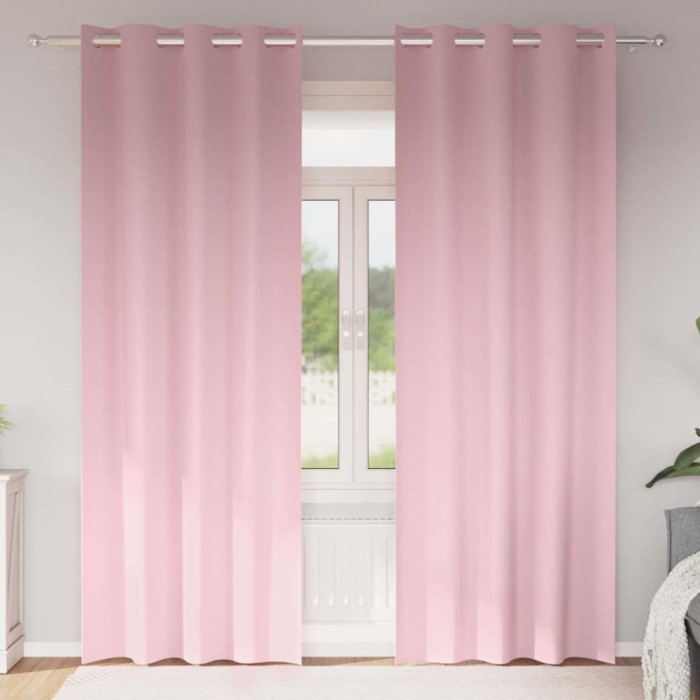 vidaXL Perdele cu perdele 2 pcs Roz bebeluș 225x140cm Poliester 4107410