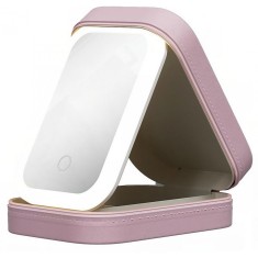 Portfard, Cyrax, Geanta Cosmetice, cu Oglinda LED, 3 Moduri de Lumina, Incarcare USB, Baterie 1200 mAh, pentru Organizarea Cosmeticelor, 4 Compartimen