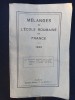 Melanges de L Ecole Roumaine en France