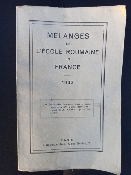 Melanges de L Ecole Roumaine en France