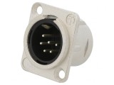 Conector XLR Tată Drept Argint 7,5A NC6MD-L-1, Neutrik