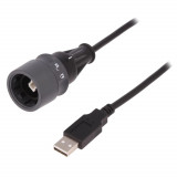 Cablu USB A tata, la USB B tata, push-pull, 3m, BULGIN, PXP6040/B/3M00, T269787