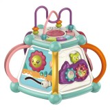 Jucarie educativa si interactiva 7 in 1 pentru copii WePro Store, centru de activitati cu 5 laturi, sunete si lumini, Model Soare, 3 ani +