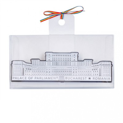 Placheta metalica, Palatul Parlamentului, alb, MB474 foto