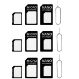 Seturi pentru cartele SIM, micro, nano si cheita, 12 piese - Negru