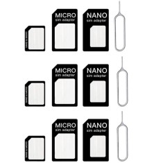 Seturi pentru cartele SIM, micro, nano si cheita, 12 piese - Negru