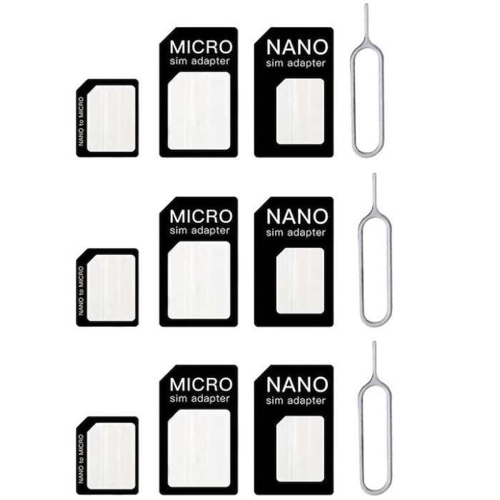 Seturi pentru cartele SIM, micro, nano si cheita, 12 piese - Negru