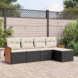 Cumpara ieftin Gossi set mobilier de gradina cu perne, 5 piese, negru, poliratan