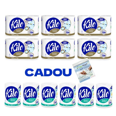Pachet: 36 role Hartie igienica Kilo Confort, 6 kg, 5 straturi + 6 Prosop de hartie Kilo Confort monorola, 4 straturi + Cadou foto