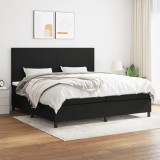 Cumpara ieftin Gossi pat box spring cu saltea, negru, 200x200 cm, textil