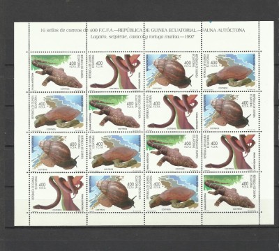 GUINEA ECUATORIALA 1998 FAUNA AUTOHTONA MELCI SERPI SOPARLE TESTOASE foto