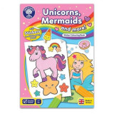 Carte de colorat cu activitati in limba engleza si abtibilduri Unicorni, Sirene si Altele UNICORNS, MERMAIDS AND MORE, orchard toys