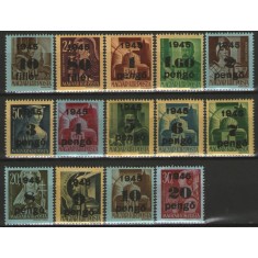 Ungaria 1945 - timbre de ajutor VI., serie neuzata cu supr. negru