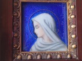 LIMOGES tablou FECIOARA MARIA semnat GEORGES PAPAULT pictat manual in EMAIL manopera EXCEPTIONALA unic FRANTA. DE COLECTIE