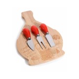 Cumpara ieftin Platou lemn servire branzeturi, set 3 cutite cm 20 x 30 H