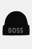 BOSS caciula din amestec de lana culoarea negru, din tesatura neteda, 50524348
