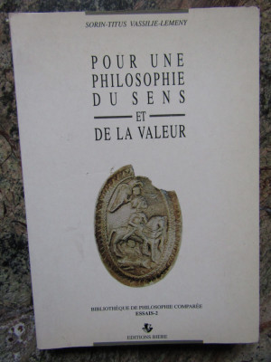 POUR UNE PHILOSOPHIE DU SENS ET DE LA VALEUR SORIN TITUS LEMENY DEDICATIE foto