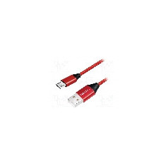 Cablu USB A mufa, USB B micro mufa, USB 2.0, lungime 0.3m, ro&#351;u, LOGILINK - CU0151