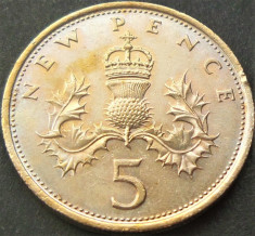 Moneda 5 NEW PENCE - MAREA BRITANIE / ANGLIA, anul 1970 *cod 1448 A foto