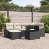 VidaXL Set de canapele pentru grădină cu pernă 7 pcs Negru, Crem