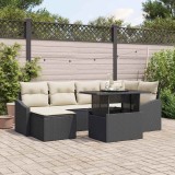Cumpara ieftin Set de canapele pentru grădină cu pernă 7 pcs negru și crem