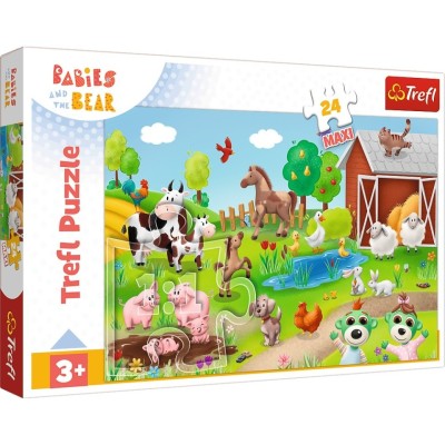 PUZZLE TREFL 24 MAXI BABIES AND THE BEAR ANIMALE LA FERMA foto