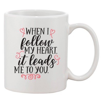 Cana alba personalizata &amp;#039;When I follow my heart, it leads me to you.&amp;#039;, INOVATIX&amp;reg;. 330ml foto