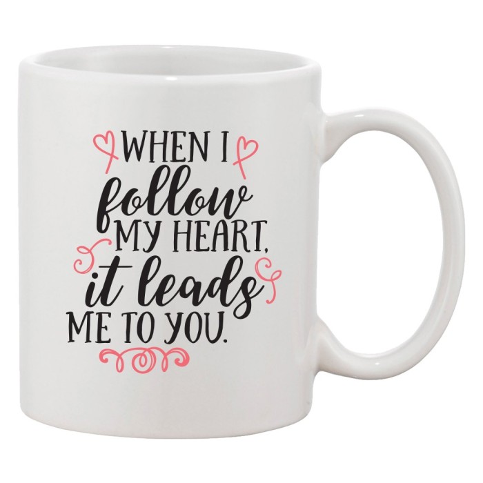 Cana alba personalizata &#039;When I follow my heart, it leads me to you.&#039;, INOVATIX&reg;. 330ml