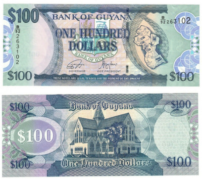 !!! GUYANA - 100 DOLARI (2022) - P 36 e - UNC / SERIA B/92 foto