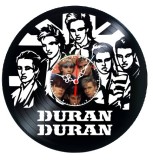 Ceas de perete decorativ realizat din disc de vinil, Model Duran Duran New Wave Synth Pop Rock, Negru, 30 cm