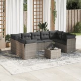 vidaXL Set mobilier de grădină cu perne, 10 piese, gri, poliratan 3218140
