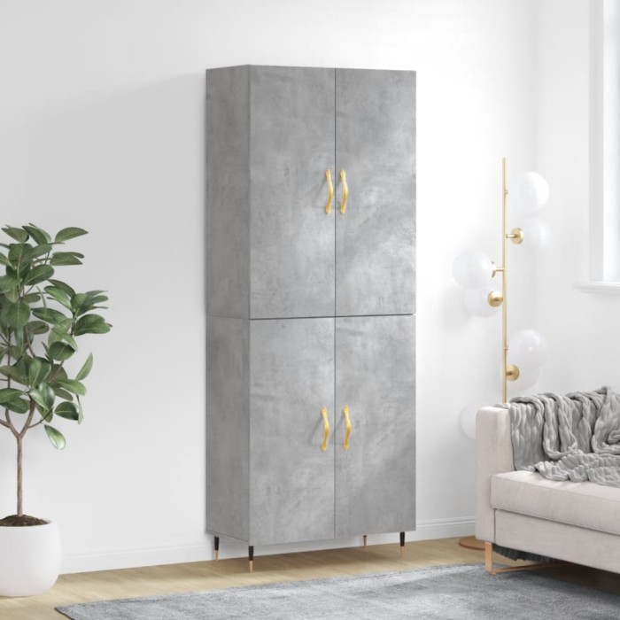 vidaXL Dulap &icirc;nalt, gri beton, 69,5x34x180, lemn compozit