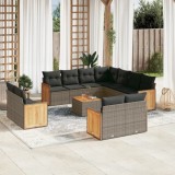 Gossi set canapea de gradina cu perne, 12 piese, gri, poliratan