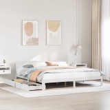 VidaXL Cadru de pat cu sertare, alb, 200x200 cm, lemn masiv de pin