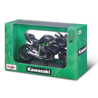 MAISTO MOTOCICLETA METALICA CU STAND KAWASAKI NINJA H2 R SCARA 1 LA 12 SuperHeroes ToysZone foto