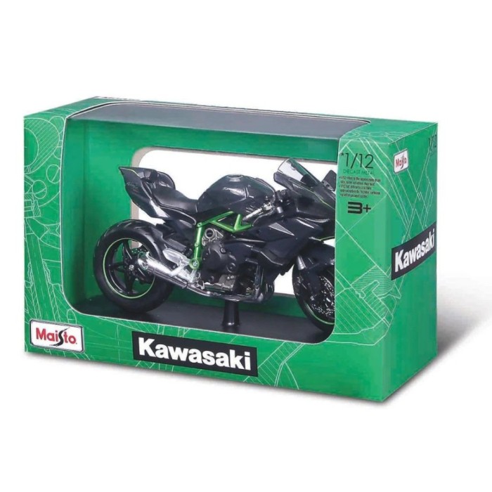MAISTO MOTOCICLETA METALICA CU STAND KAWASAKI NINJA H2 R SCARA 1 LA 12 SuperHeroes ToysZone