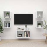 Cumpara ieftin Set de dulapuri TV, 5 piese, alb extralucios, lemn prelucrat