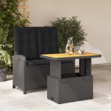 Gossi set mobilier de gradina cu perne, 2 piese, negru, poliratan