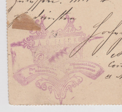 Carte postala BOTOSANI 1889 A.D.Fleck telegrafe instrumente etc foto
