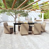 VidaXL Set de masă pentru grădină, 7 piese, cu perne, maro