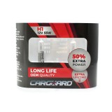 Set de 2 becuri Halogen H1, 55W, +50% Intensitate, LONG LIFE, Carguard